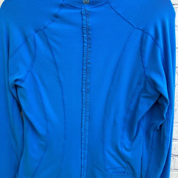 Lululemon Jacket Back Ruffles Blue Half Zip Pullover Size 8 Athletic Thumbholes - Picture 6 of 9